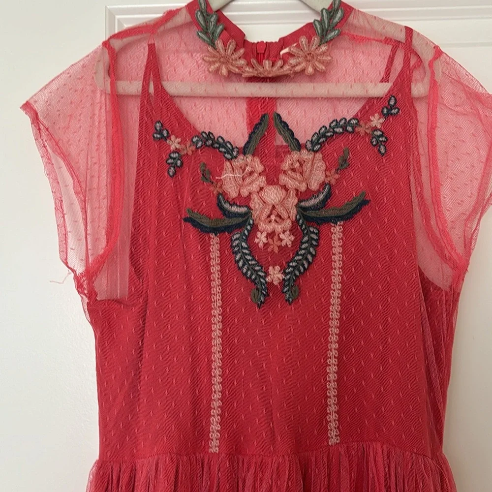 Mia Joy Girls Long Red Flower Dress - Picture 2 of 8